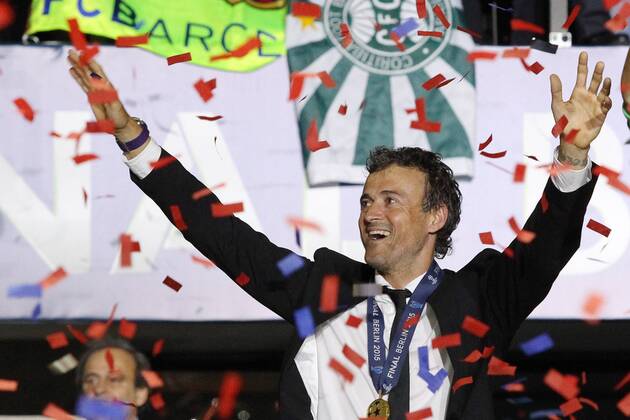 SOCCER - CL, Barcelona vs Juventus BERLIN,GERMANY,06.JUN.15 - SOCCER - UEFA Champions League Final, FC Barcelona Barca vs Juventus Turin. Image shows the rejoicing of head coach Luis Enrique (Barcelona). GEPAxpictures xMathiasxMandl