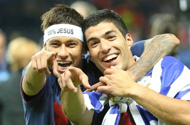 NEYMAR, Barca 11 Luis SUAREZ, Barca 9 Jubel FC Barcelona Barca - JUVENTUS TURIN ( - ) Fussball UEFA Champions League, Finale, im Olympiastadion Berlin, Deutschland am 06.06.2016 CL Saison 2014 2015