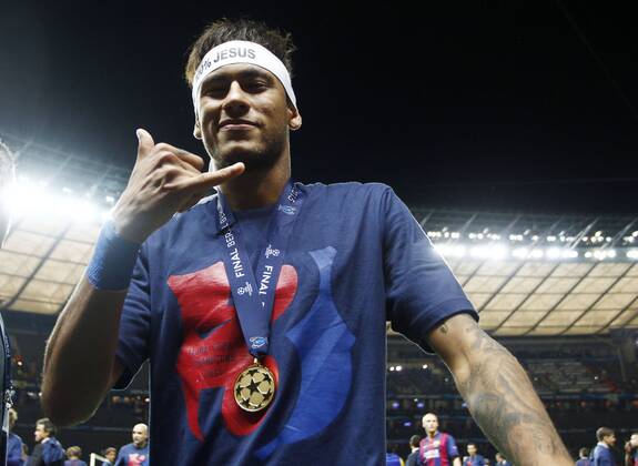 Champions League final between FC Barcelona (Barca) and Juventus Turin in Berlin. In this picture, Neymar celebrates the title. xFRANCESCxADELANTADOx 