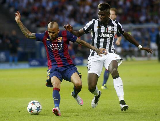 Champions League final between FC Barcelona (Barca) and Juventus Turin in Berlin. In this picture, Alves and Pogba. xFRANCESCxADELANTADOx 