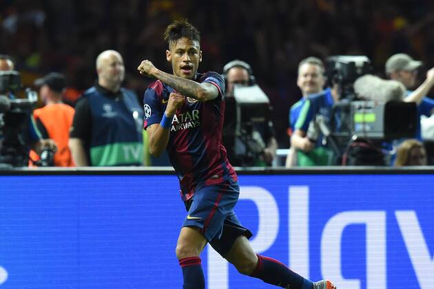 Fußball Champions League Finale Juventus Turin - FC Barcelona Barca am 06.06.2015 im Olympia Stadion in Berlin Torjubel zum 1:3 durch Neymar ( Barcelona )