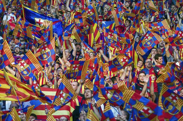 fans of FC Barcelona Barca supporters during the UEFA Champions League final match between Barcelona and Juventus on June 6, 2015 at the Olympic stadium in Berlin, Germany. Barcelona v Juventus Champions League final 2014 2015 xVIxxIVx 3947128