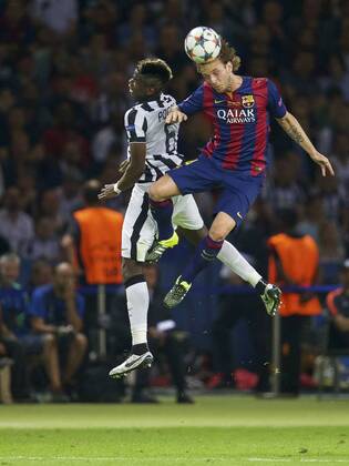 (L-R) Paul Pogba of Juventus FC, Ivan Rakitic of FC Barcelona Barca during the UEFA Champions League final match between Barcelona and Juventus on June 6, 2015 at the Olympic stadium in Berlin, Germany. Barcelona v Juventus Champions League final 2014 2015 xVIxxIVx 3947173