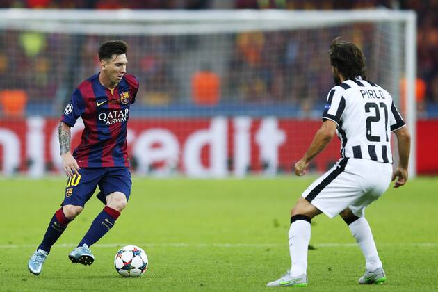Lionel Messi (Barcelona), Andrea Pirlo (Juventus), JUNE 6, 2015 - Football : UEFA Champions League Final match between Juventus 1-3 FC Barcelona Barca at the Olympiastadion in Berlin, Germany. Noxthirdxpartyxsales  (oqma016680)