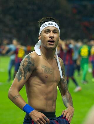 Aktuell Fußball, FC Barcelona gewinnt die Champions League Fussball Berlin Olympiastadion 06.06.2015 UEFA CHAMPIONS LEAGUE FINALE Juventus Turin ITA geg FC Barcelona Barca ESP 1 : 3 FC Barcelona CHAMPIONS LEAGUE Gewinner 2015 NEYMAR da Silva Santos Junior Barca 11