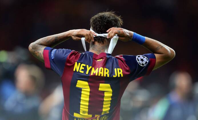Neymar da Silva (Barcelona), jubelt nach dem Spiel Juventus Turin FC Barcelona Barca UEFA Champions League, Finale, final match, 2014 2015, Fußball, Fussball, soccer, Herren, Maenner, Männer, Deutschland, Germany, Ergebnis 1:3 Berlin, 6.6.2015 Olympiastadion