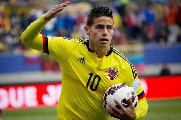 Colombia s James Rodriguez reacts during the Group C match against Peru at the 2015 America Cup, held at German Becker in Temuco, Chile, July 21, 2015. The match ended with 0-0. Pedro Mera) (vf) (SP)CHILE-TEMUCO-COPA AMERICA-COLOMBIA VS PERU LuisxEcheverria 