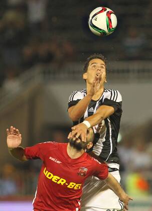 14.07.2015 Belgrade(Serbia) FK Partizan-FC Dila Gori UEFA Champions League qualifyng 2nd leg men s football Lasha Gvalia(L)FC Dila Gori and Marko Jevtovic(r) FK Partizan : 
