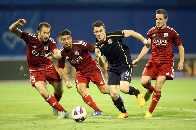 Qualification for the Champions League second qualifying round, GNK Dinamo - CF Fola Esch 15.07.2015., Croatia, Maksimir Stadium, Zagreb - Qualification for the Champions League second qualifying round, GNK Dinamo - CF Fola Esch. Angelo Henriquez, Enes Mahmutovic, Erwan Martin, Ben Payal.  RobertxAnic PIXSELL