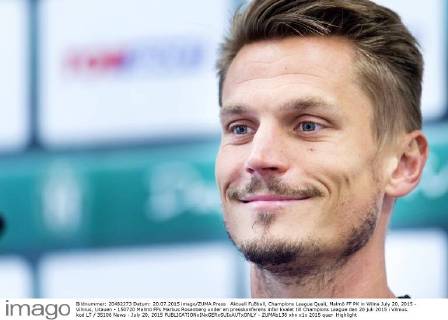 Aktuell Fußball, Champions League Quali, Malmö FF PK in Wilna July 20, 2015 - Vilnius, Litauen - 150720 Malmö FFs Markus Rosenberg under en presskonferens infar kvalet till Champions League den 20 juli 2015 i Vilnius. kod LT 35106 News - July 20, 2015  - ZUMAb138
