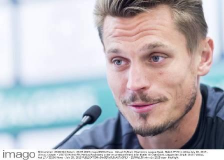 Aktuell Fußball, Champions League Quali, Malmö FF PK in Wilna July 20, 2015 - Vilnius, Litauen - 150720 Malmö FFs Markus Rosenberg under en presskonferens infar kvalet till Champions League den 20 juli 2015 i Vilnius. kod LT 35106 News - July 20, 2015  - ZUMAb138