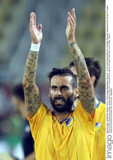 21.07.2015 Skopje(Former Yugoslav Republic Macedonia) FK Vardar-FC Apoel Nicosia UEFA Champions League qualify second leg men s football Mario Sergio FC Apoel celebrate victory after match : 