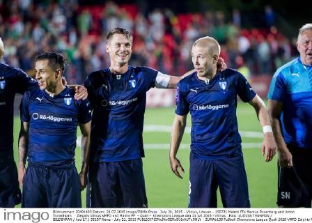 July 21, 2015 - Vilnius, Litauen - 150721 Malmö FFs Markus Rosenberg and Anton Tinnerholm Zalgiris Vilnius VMFD and Malmö FF - Quali - Champions League den 21 juli 2015 i Vilnius. .Foto: LUDVIG THUNMAN BILDBYRAN kod LT 35107 News - July 21, 2015  - ZUMAb138