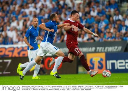 22.07.2015, Poznan , Football , Lech Poznan - FK SARAJEVO , UEFA CHAMPIONS LEAGUE Second Qualifying Round , Lech Poznan - FK Sarajevo , N Z Haris Duljevic (Sarajevo), Dariusz Dudka (Lech) , FOT. ADAM JASTRZEBOWSKI NEWSPIX.PL --- Newspix.pl  20150722_awj_3072