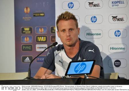 Soccer player of Viktoria Plzen David Limbersky speaks during the press conference PK Pressekonferenz prior to the match of the third qualifying round of the Champions League Viktoria Plzen vs Maccabi Tel Aviv in Tel Aviv, Israel, July 27, 2015. (CTKxPhoto DavidxSvab) CTKPhotoP201507270742701  svd