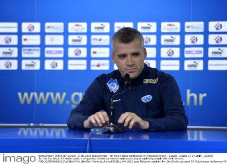 FK Molde press conference PK Pressekonferenz - Zagreb, Croatia 27.07.2015., Zagreb, Tor Ole Skullerud, FK Molde coach, during press conference before Champions League qualifying match with GNK Dinamo.  MarkoxLukunic PIXSELL