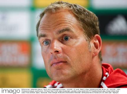 SOCCER - CL quali, Rapid vs Ajax VIENNA,AUSTRIA,28.JUL.15 - SOCCER - UEFA Champions League, qualification, SK Rapid Wien vs AFC Ajax Amsterdam, preview, press conference PK Pressekonferenz Ajax. Image shows head coach Frank de Boer (Ajax). Keywords: Wien Energie. GEPAxpictures xChristianxOrt