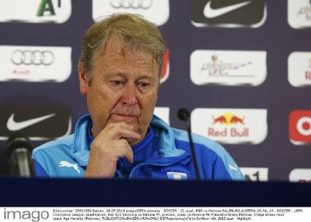 SOCCER - CL quali, RBS vs Malmoe SALZBURG,AUSTRIA,28.JUL.15 - SOCCER - UEFA Champions League, qualification, Red Bull Salzburg vs Malmoe FF, preview, press conference PK Pressekonferenz Malmoe. Image shows head coach Age Hareide (Malmoe). GEPAxpictures xFelixxRoittner