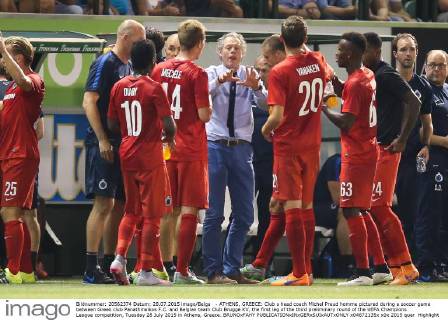 - ATHENS, GREECE: Club s head coach Michel Preud homme pictured during a soccer game between Greek club Panathinaikos F.C. and Belgian team Club Brugge KV, the first leg of the third preliminary round of the UEFA Champions League competition, Tuesday 28 July 2015 in Athens, Greece. BRUNOxFAHY  x04672135x