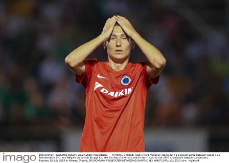 - ATHENS, GREECE: Club s Hans Vanaken reacts during a soccer game between Greek club Panathinaikos F.C. and Belgian team Club Brugge KV, the first leg of the third preliminary round of the UEFA Champions League competition, Tuesday 28 July 2015 in Athens, Greece. BRUNOxFAHY  x04672140x