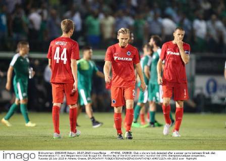 - ATHENS, GREECE: Club s players look dejected after a soccer game between Greek club Panathinaikos F.C. and Belgian team Club Brugge KV, the first leg of the third preliminary round of the UEFA Champions League competition, Tuesday 28 July 2015 in Athens, Greece. BRUNOxFAHY  x04672217x