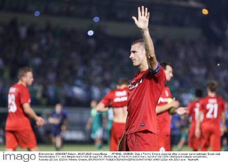 - ATHENS, GREECE: Club s Timmy Simons pictured after a soccer game between Greek club Panathinaikos F.C. and Belgian team Club Brugge KV, the first leg of the third preliminary round of the UEFA Champions League competition, Tuesday 28 July 2015 in Athens, Greece. BRUNOxFAHY  x04672232x