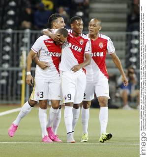 28.07.2015 Bern , Fussball Herren Saison 2015 2016 Stade de Suisse Champions League Qualifikation BSC Young Boys - AS Monaco 1:3 FC Bild zeigt v.li. Torschuetze Layvin Kurzava Martial 2 Fabio Henrique Tavares alle AS Monaco 9 Anthony Foto 