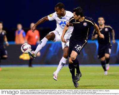 GNK Dinamo - FK Molde - Zagreb, Croatia 28.07.2015., Maksimir stadium, Zagreb, Croatia - UEFA Champions League, third qualifying round, First leg, GNK Dinamo - FK Molde. Ola Kamara, Leonardo Sigali.  MarkoxPrpic PIXSELL