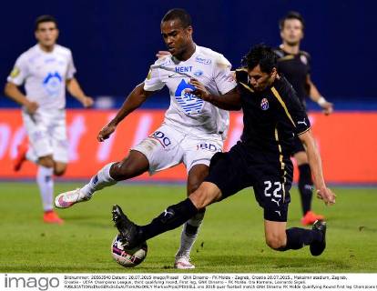 GNK Dinamo - FK Molde - Zagreb, Croatia 28.07.2015., Maksimir stadium, Zagreb, Croatia - UEFA Champions League, third qualifying round, First leg, GNK Dinamo - FK Molde. Ola Kamara, Leonardo Sigali.  MarkoxPrpic PIXSELL