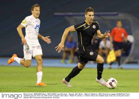 Zagreb, 28.7.2015. - Stadion Maksimir, UEFA Champions League 2015 2016, Third Qualifying Round, First Leg, GNK Dinamo Zagreb (dark blue) - Molde FK (white) 1:1 Marko PJACA (20)