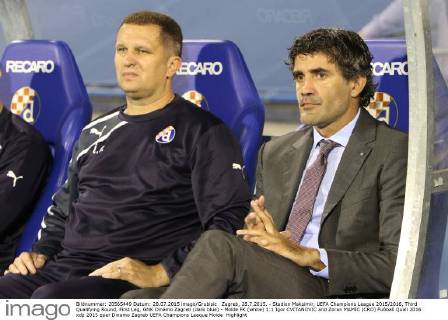 Zagreb, 28.7.2015. - Stadion Maksimir, UEFA Champions League 2015 2016, Third Qualifying Round, First Leg, GNK Dinamo Zagreb (dark blue) - Molde FK (white) 1:1 Igor CVITANOVIC and Zoran MAMIC (CRO)