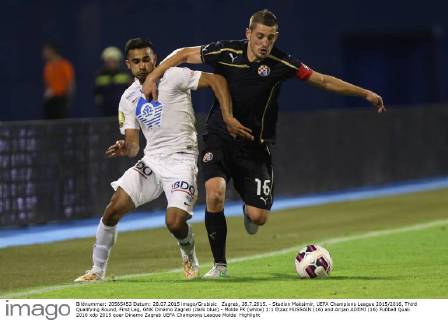 Zagreb, 28.7.2015. - Stadion Maksimir, UEFA Champions League 2015 2016, Third Qualifying Round, First Leg, GNK Dinamo Zagreb (dark blue) - Molde FK (white) 1:1 Etzaz HUSSAIN (16) and Arijan ADEMI (16)