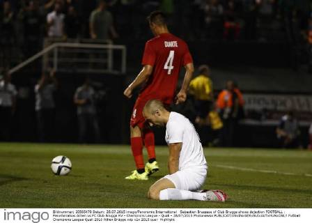 Sebastien Bruzzese of Club Brugge shows dejection FOOTBALL : Panathinaikos Athen vs FC Club Brugge KV - Champions League - Quali - 28 07 2015 Photonewsx 
