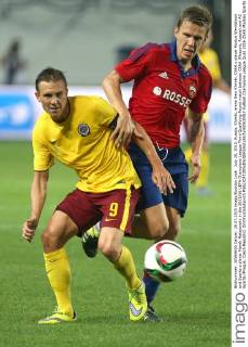 July 28, 2015. Russia, Khimki, arena New Khimki. CSKA s player Pontus Wernbloom and Sparta s player Marek Matejovsky in the 2015 16 UEFA Champions League Third Qualifying Round match between CSKA (Moscow, Russia) and AC Sparta (Prague, Czech Republic) DmitryxGolubovich 