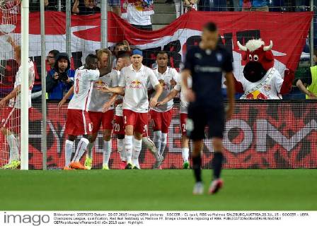 SOCCER - CL quali, RBS vs Malmoe SALZBURG,AUSTRIA,29.JUL.15 - SOCCER - UEFA Champions League, qualification, Red Bull Salzburg vs Malmoe FF. Image shows the rejoicing of RBS. GEPAxpictures xFlorianxErtl