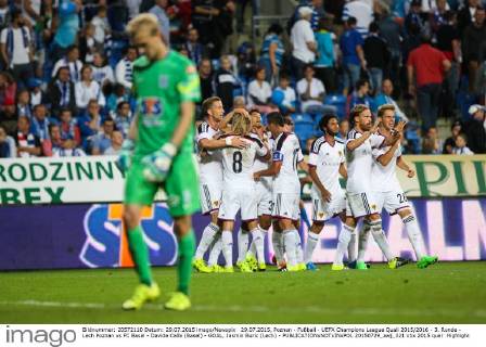 29.07.2015, Poznan - Fußball - UEFA Champions League Quali 2015 2016 - 3. Runde - Lech Poznan vs FC Basel - Davide Calla (Basel) - GOAL, Jasmin Buric (Lech) -  20150729_awj_321