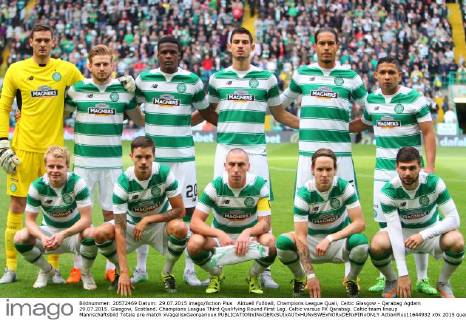 Aktuell FuÃŸball, Champions League Quali, Celtic Glasgow - Qarabag Agdam 29.07.2015. Glasgow, Scotland. Champions League Third Qualifying Round First Leg. Celtic versus FK Qarabag. Celtic team lineup Mannschaftsbild Totale pre match xVagelisxGeorgarioux  ActionPlus11644932