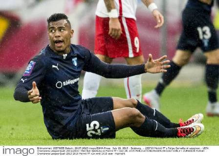 July 29, 2015 - Salzburg, - 150729 Malmö FF s Felipe Carvalho är uppgiven - UEFA Champions League Quali 2015 2016 - Red Bull Salzburg vs Malmö FF - July 29, 2015  - ZUMAb138