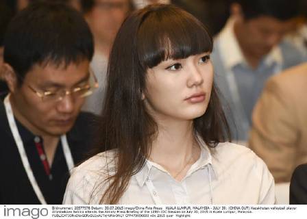 KUALA LUMPUR, MALAYSIA - JULY 30: (CHINA OUT) Kazakhstan volleyball player Altynbekova Sabina attends the Almaty Press Briefing of the 128th IOC Session on July 30, 2015 in Kuala Lumpur, Malaysia.  CFP470956693 