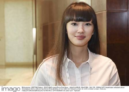 KUALA LUMPUR, MALAYSIA - JULY 30: (CHINA OUT) Kazakhstan volleyball player Altynbekova Sabina attends the Almaty Press Briefing of the 128th IOC Session on July 30, 2015 in Kuala Lumpur, Malaysia.  CFP470956698 