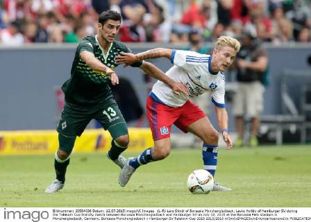 (L-R) Lars Stindl of Borussia Monchengladbach, Lewis Holtby of Hamburger SV during the Telekom Cup friendly match between Borussia Monchengladbach and Hamburger SV on July 12, 2015 at the Borussia Park stadium in Monchengladbach, Germany. Borussia Monchengladbach v Hamburger SV Telekom Cup 2015 2015 2016 xVIxVIxIMAGESx xEricxVerhoevenxIVx 4147459