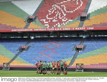 SOCCER - CL quali, Ajax vs Rapid AMSTERDAM,NETHERLANDS,03.AUG.15 - SOCCER - UEFA Champions League, qualification, AFC Ajax Amsterdam vs SK Rapid Wien, final training Rapid. Image shows the team of Rapid. Keywords: Wien Energie. GEPAxpictures xM.xHoermandinger