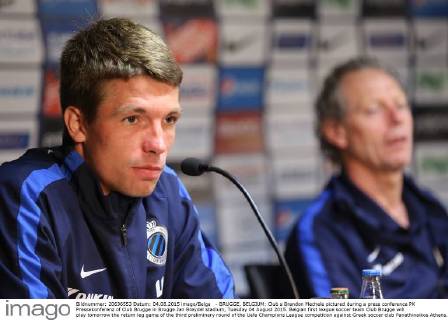 - BRUGGE, BELGIUM: Club s Brandon Mechele pictured during a press conference PK Pressekonferenz of Club Brugge in Brugge Jan Breydel stadium, Tuesday 04 August 2015. Belgian first league soccer team Club Brugge will play tomorrow the return leg game of the third preliminary round of the Uefa Champions League competition against Greek soccer club Panathinaikos Athens. Panathinaikos won 2-1 the first leg. BRUNOxFAHY  x04675658x