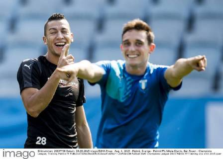 Aug. 4, 2015 - Malmö, Sverige - Malmö FFs Nikola Djurjic, Ben Rosen - Champions League, Training Malmö FF - ZUMAb138