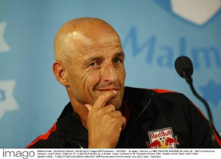 SOCCER - CL quali, Malmoe vs RBS MALMOE,SWEDEN,04.AUG.15 - UEFA Champions League, qualification, Malmoe FF vs Red Bull Salzburg, preview, press conference PK Pressekonferenz RBS. Image shows head coach Peter Zeidler (RBS). GEPAxpictures xFelixxRoittner