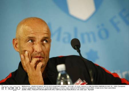 SOCCER - CL quali, Malmoe vs RBS MALMOE,SWEDEN,04.AUG.15 - UEFA Champions League, qualification, Malmoe FF vs Red Bull Salzburg, preview, press conference PK Pressekonferenz RBS. Image shows head coach Peter Zeidler (RBS). GEPAxpictures xFelixxRoittner