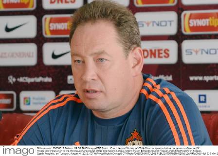 Coach Leonid Slutsky of CSKA Moscow speaks during the press conference PK Pressekonferenz prior to the third qualifying round of the Champions League return match between Sparta Prague and CSKA Moscow in Prague, Czech Republic, on Tuesday, August 4, 2015. (CTKxPhoto MichalxDolezal) CTKPhotoP201508040731501  dol 015