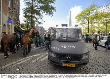 SOCCER - CL quali, Ajax vs Rapid AMSTERDAM,NETHERLANDS,04.AUG.15 - SOCCER - UEFA Champions League, qualification, AFC Ajax Amsterdam vs SK Rapid Wien. Image shows the police of Amsterdam. Keywords: Wien Energie. GEPAxpictures xM.xHoermandinger