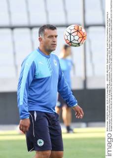- BRUGGE, BELGIUM: Panathinaikos head coach Yannis Anastasiou pictured during a training session of Panathinaikos Athens in Brugge Jan Breydel stadium, Tuesday 04 August 2015. Belgian first league soccer team Club Brugge will play tomorrow the return leg game of the third preliminary round of the Uefa Champions League competition against Greek soccer club Panathinaikos Athens. Panathinaikos won 2-1 the first leg. BRUNOxFAHY  x04675740x