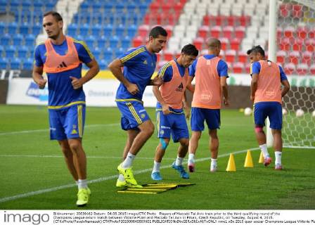 Players of Maccabi Tel Aviv train prior to the third qualifying round of the Champions League return match between Viktoria Plzen and Maccabi Tel Aviv in Pilsen, Czech Republic, on Tuesday, August 4, 2015. (CTKxPhoto PavelxNemecek) CTKPhotoP201508040809601  nmc1